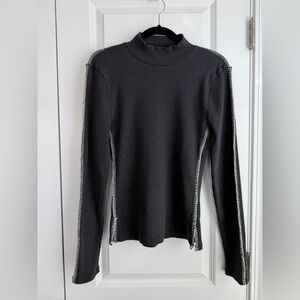 J. Crew Women’s Premium Rib Turtleneck with Whipstitch Trim Gray Size Medium